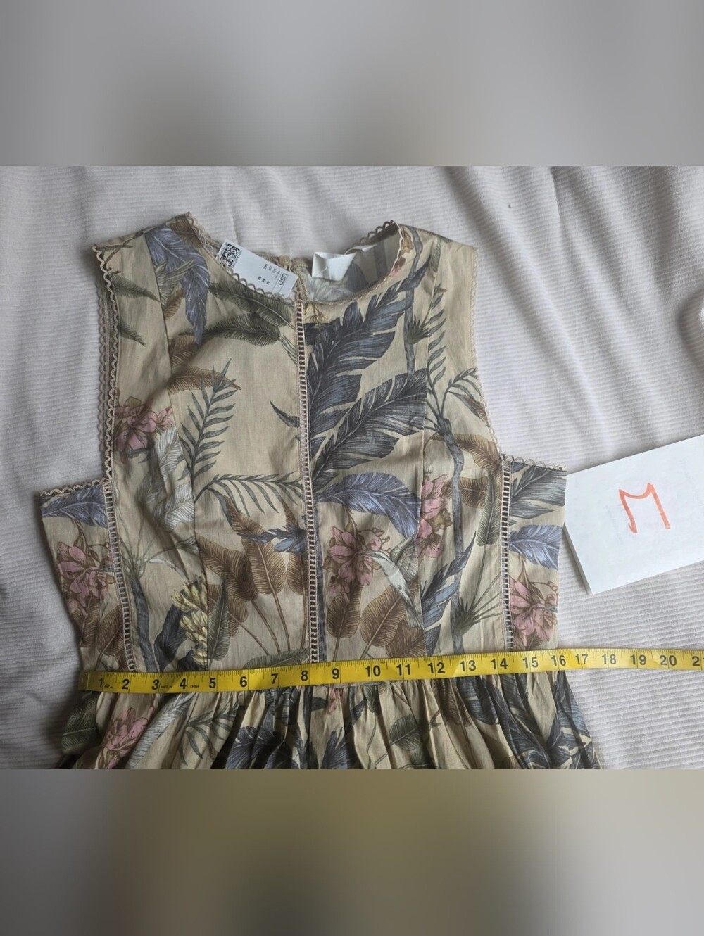 H&M Lace Detail Cotton Dress Maxi Floral Plants Multicolored Unlined Bnwt - Picture 6 of 15